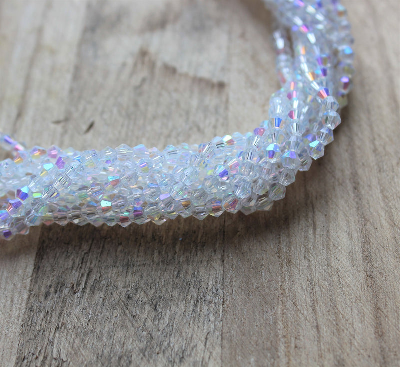 The Bead Store 3mm Glass Bicones AA Grade Crystal AB approx. 115 beads