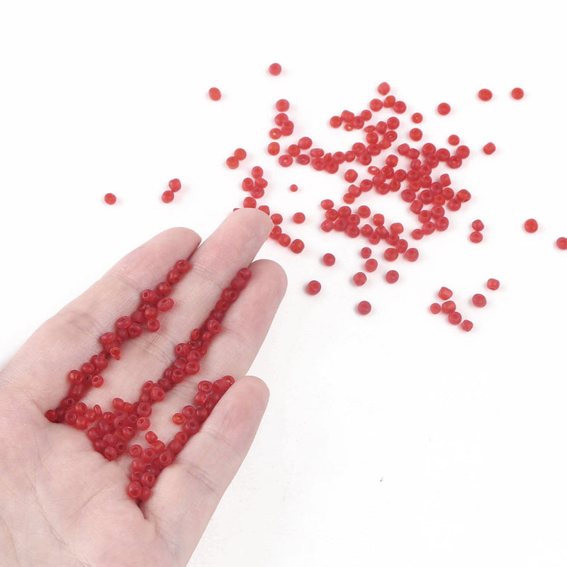 The Bead Store 3mm Red Frosted Glass Seed Beads 20g