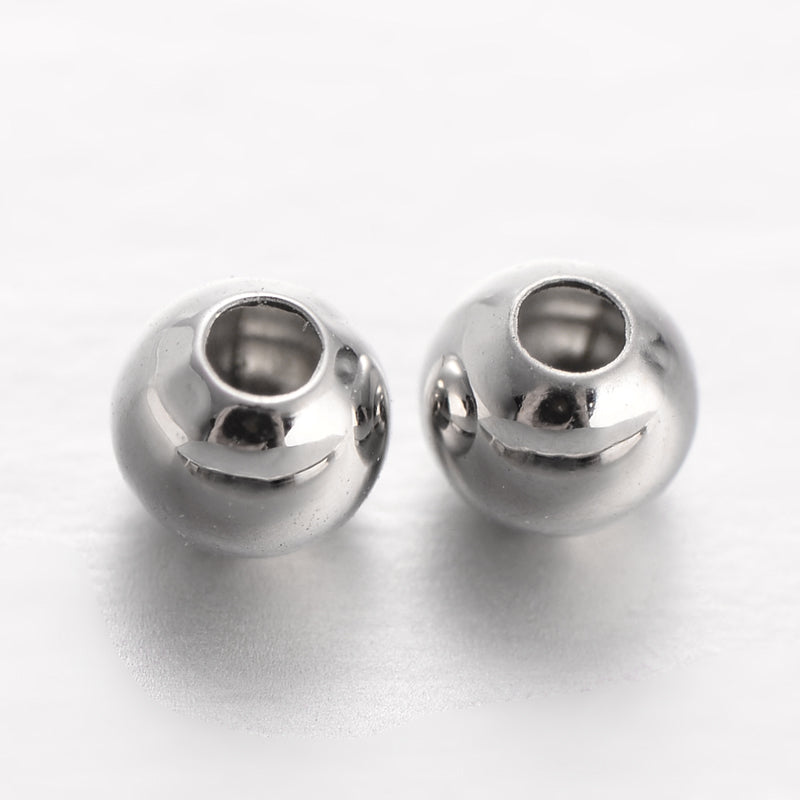 The Bead Store 3mm Round Platinum Colour Brass Spacer Beads ~ Pack of 50