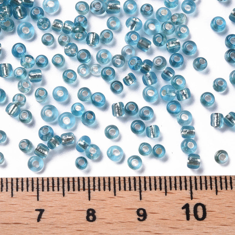 The Bead Store 3mm Seed Beads 20g Silver Lined Light Sky Blue
