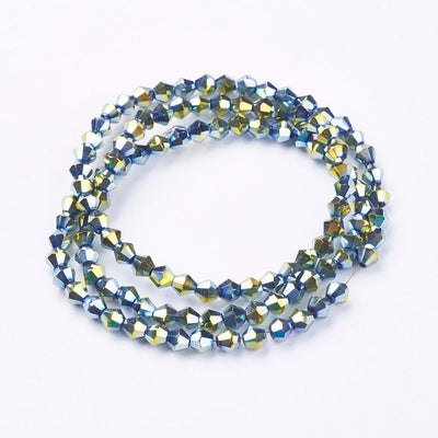 The Bead Store 4mm Electroplated Glass Bicones ~ Light Sea Green