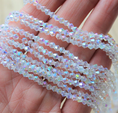 The Bead Store 4mm Glass Bicones AA Grade Crystal AB approx. 85 beads