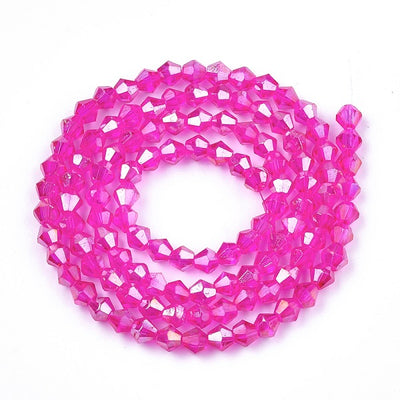 The Bead Store 4mm Glass Bicones ~ approx. 96 Beads / String ~ Magenta AB