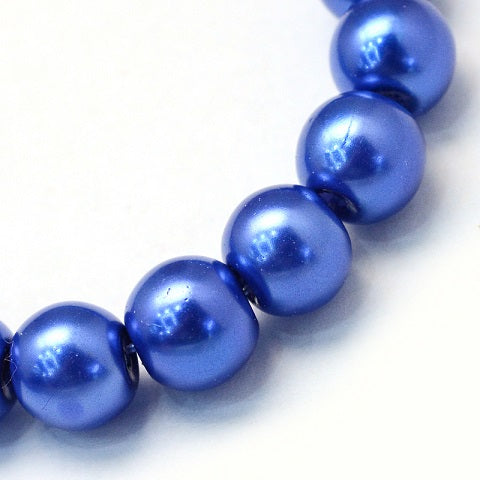 The Bead Store 4mm Round Glass Pearls ~ Royal Blue ~ approx. 200 beads / string
