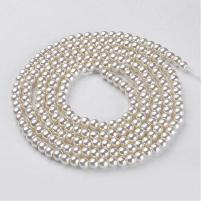 The Bead Store 4mm Round Glass Pearls approx. 200 beads / strand ~ Seashell