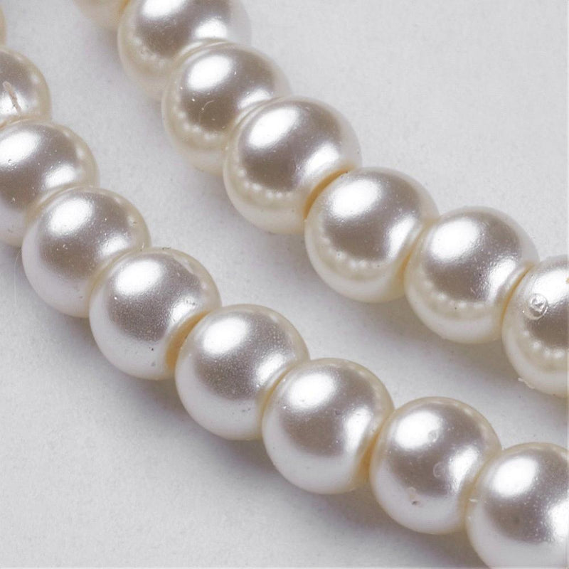 The Bead Store 4mm Round Glass Pearls approx. 200 beads / strand ~ Seashell