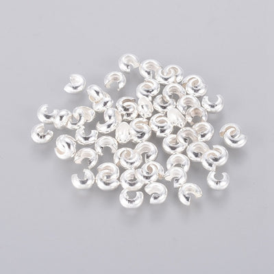 The Bead Store 4mm Silver Plated Brass Crimp Bead Covers Pack of 20 