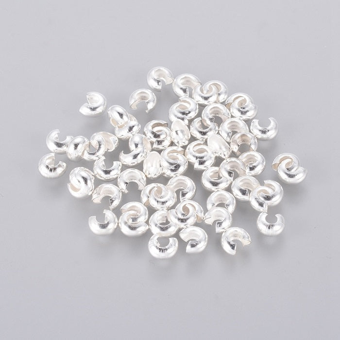 The Bead Store 4mm Silver Plated Brass Crimp Bead Covers Pack of 20 