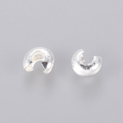 The Bead Store 4mm Silver Plated Brass Crimp Bead Covers Pack of 20 