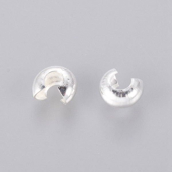 The Bead Store 4mm Silver Plated Brass Crimp Bead Covers Pack of 20 