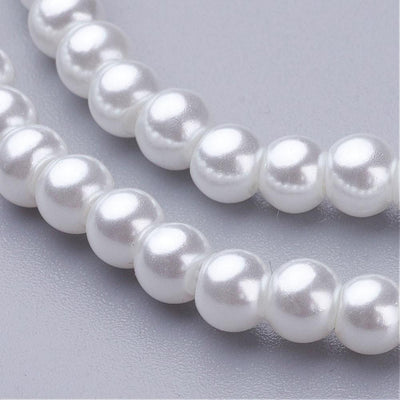 The Bead Store 4mm White Glass Pearls approx. 216 beads/strand
