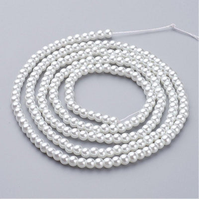 The Bead Store 4mm White Glass Pearls approx. 216 beads/strand