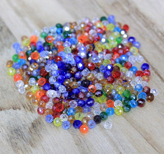 The Bead Store 4x3mm  Faceted Glass Rondelle Beads Mixed AB Colours 50 Beads
