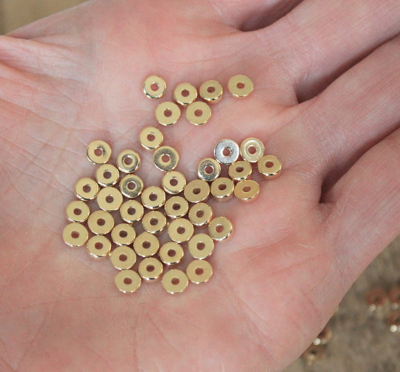 The Bead Store 5mm Flat Round Acrylic Beads ~ Metallic Gold ~ Pack of 50