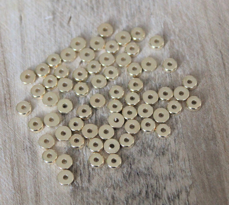 The Bead Store 5mm Flat Round Acrylic Beads ~ Metallic Gold ~ Pack of 50