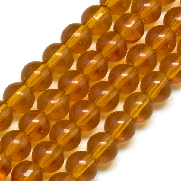 The Bead Store 6mm Glass Beads ~ Transparent Gold ~ approx. 50 beads