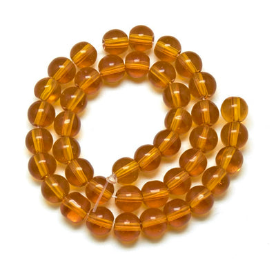 The Bead Store 6mm Glass Beads ~ Transparent Gold ~ approx. 50 beads