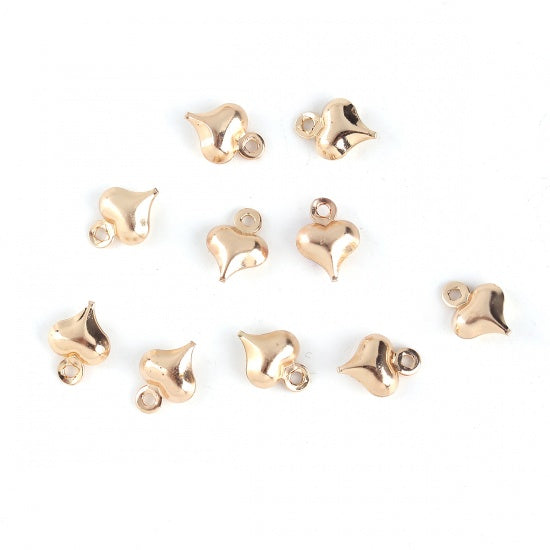 The Bead Store 6mm Gold Plated Copper Heart Charms ~ Pack of 10