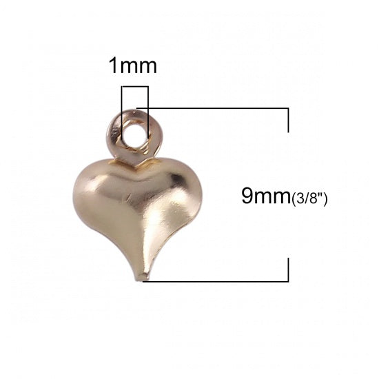 The Bead Store 6mm Gold Plated Copper Heart Charms ~ Pack of 10