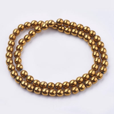 The Bead Store 6mm Non-Magnetic Hematite Beads ~ Gold Plated ~ approx. 70 beads