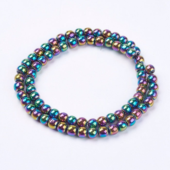 The Bead Store 6mm Non-Magnetic Hematite Beads ~ Rainbow ~ approx. 70 beads