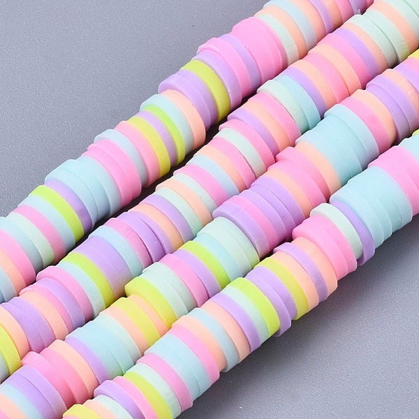 The Bead Store 6mm Polymer Clay Katsuki Beads Mixed Pastel Colours 