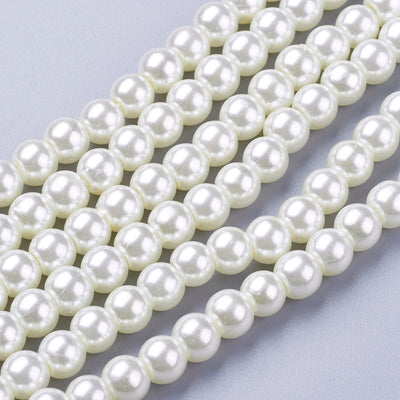 The Bead Store 6mm Round Creamy White Glass Pearls approx. 135 beads