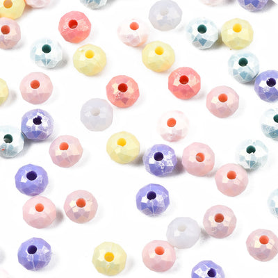 The Bead Store 6x4mm Acrylic Beads Faceted Rondelles Mixed Colours
