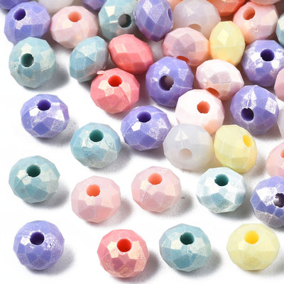 The Bead Store 6x4mm Acrylic Beads Faceted Rondelles Mixed Colours