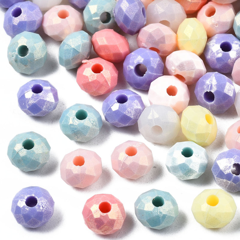 The Bead Store 6x4mm Acrylic Beads Faceted Rondelles Mixed Colours