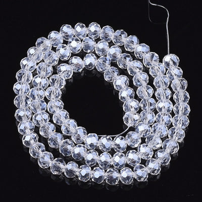 The Bead Store 6x5mm Faceted Glass Rondelle Beads ~ Lustred Crystal Clear ~ approx. 85 beads