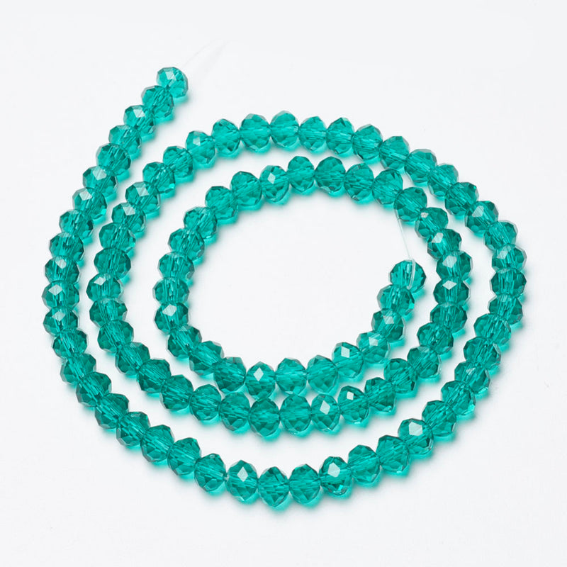 The Bead Store 6x5mm Faceted Glass Rondelle Beads Transparent Sea Green ~ approx. 85 beads