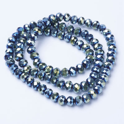 The Bead Store 6x5mm Green Plated Faceted Glass Rondelle Beads ~ approx. 85 beads