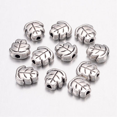 The Bead Store 7x3mm Antique Silver Metal Leaf Beads ~ Pack of 9