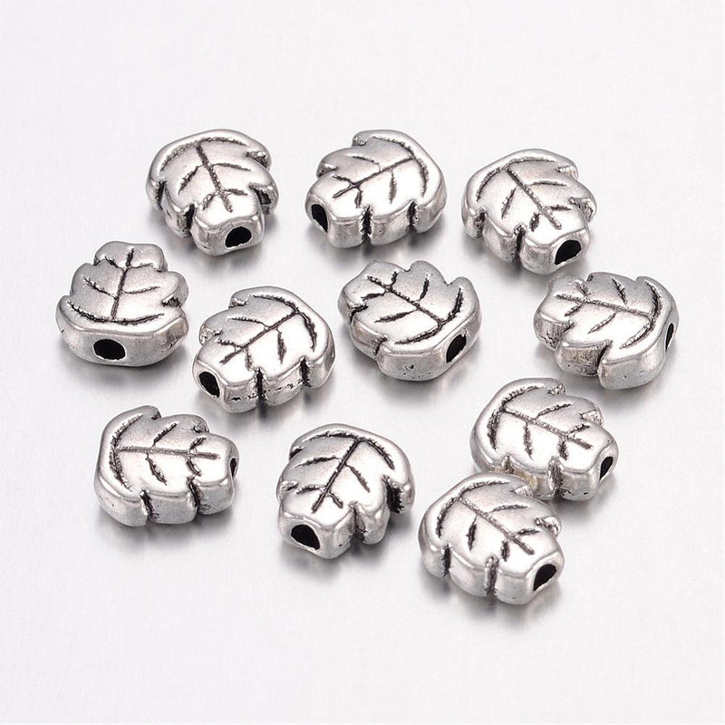 The Bead Store 7x3mm Antique Silver Metal Leaf Beads ~ Pack of 9