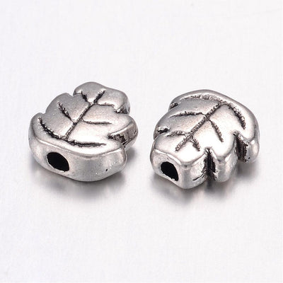 The Bead Store 7x3mm Antique Silver Metal Leaf Beads ~ Pack of 9