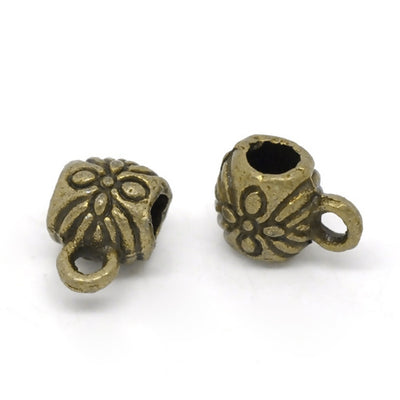 The Bead Store 9x6mm Antique Bronze Flower Pattern Bails 