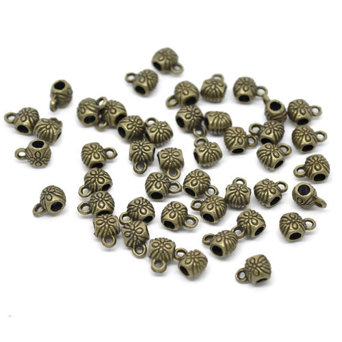 The Bead Store 9x6mm Antique Bronze Flower Pattern Bails 
