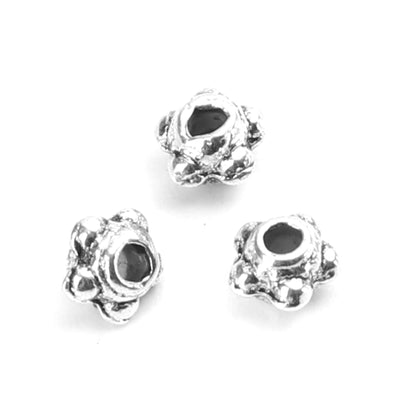 The Bead Store 30 Antique Silver 4mm Round Beaded Spacer Beads 