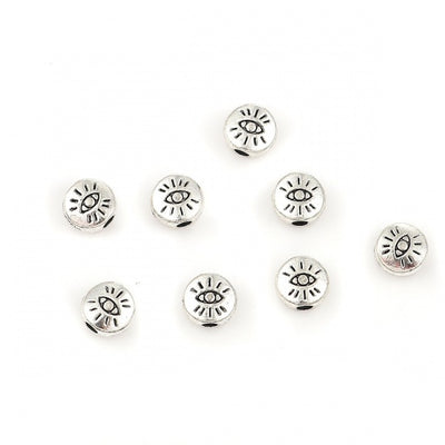 The Bead Store Antique Silver Evil Eye Beads ~ 6x3mm