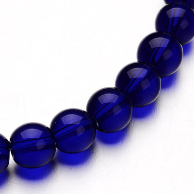 The Bead Store Dark Blue 6mm Glass Beads 50 beads string