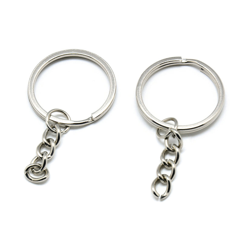 The Bead Store Rhodium Plated Split Key Rings 28mm Lead and Nickel Free