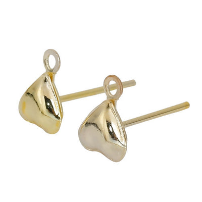 The Beads Store 5 Pairs of Gold Plated Heart Shaped Ear Studs 