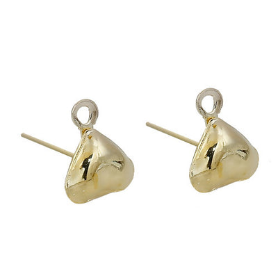 The Beads Store 5 Pairs of Gold Plated Heart Shaped Ear Studs 