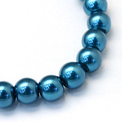 1 Strand of 3mm Round Glass Pearl Beads ~ Deep Teal ~ approx. 190 beads