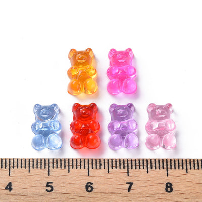 12x8mm Side-Drilled Acrylic Teddy Bear Beads ~ Mixed Colours ~ 50 Beads