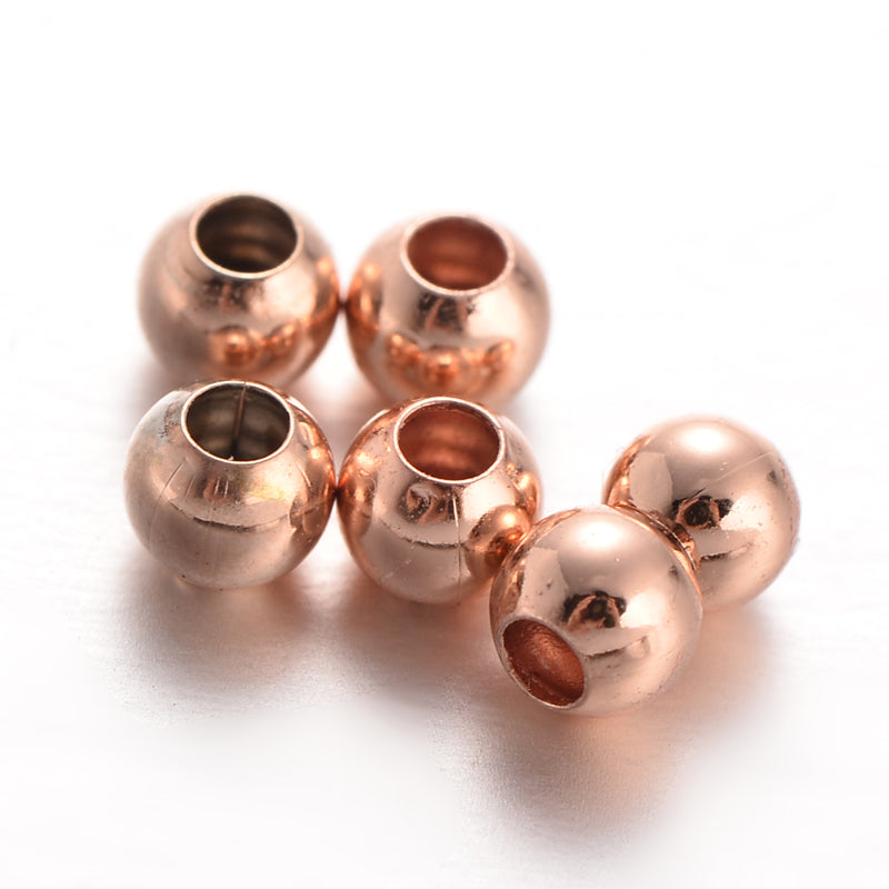 3mm Round Rose Gold Plated Brass Spacer Beads ~ Pack of 50