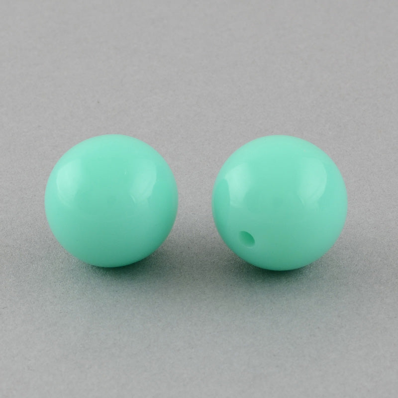 1 Pair of Half Drilled Opaque Acrylic Beads ~ 14mm ~ Aqua
