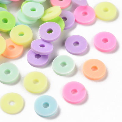 8mm Handmade Polymer Clay Flat Round Katsuki Beads ~ Mixed Colours ~ 20g (approx. 250 beads)