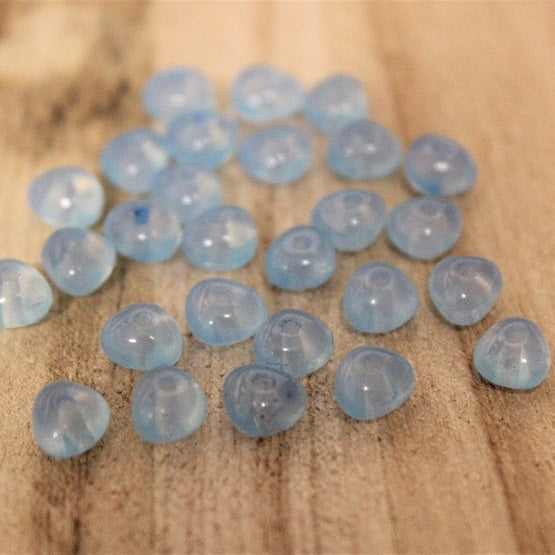 20 x Czech Glass Pressed Beads ~ Nugget Spacers 4-6mm: Aqua Coated